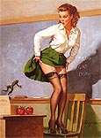 Pin Ups : Gil Elvgren Class Dismissed 1968 : $275