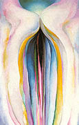 Georgia O'Keeffe : Grey Line With Black Blue and Yellow c 1923 : $269