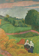 Emile Bernard : Landscape with two Breton Girls 1892 : $275